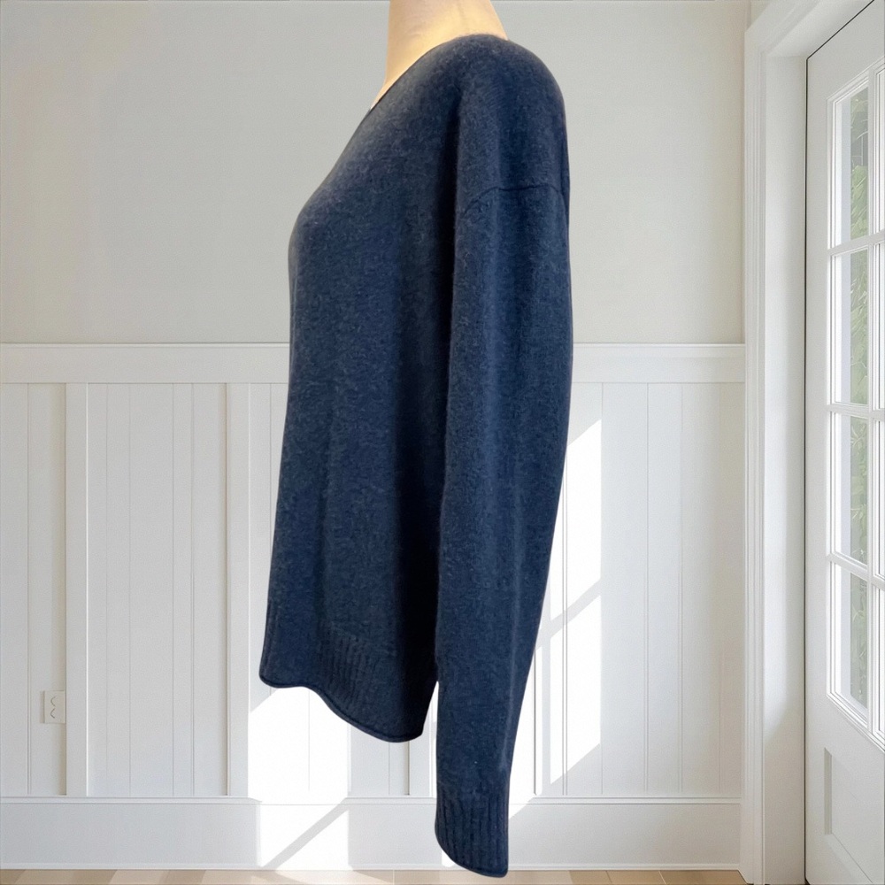 RACHEL ZOE Women's 100% 2-Ply Cashmere Sweater Blue Crewneck Medium Mended - Picture 7 of 11